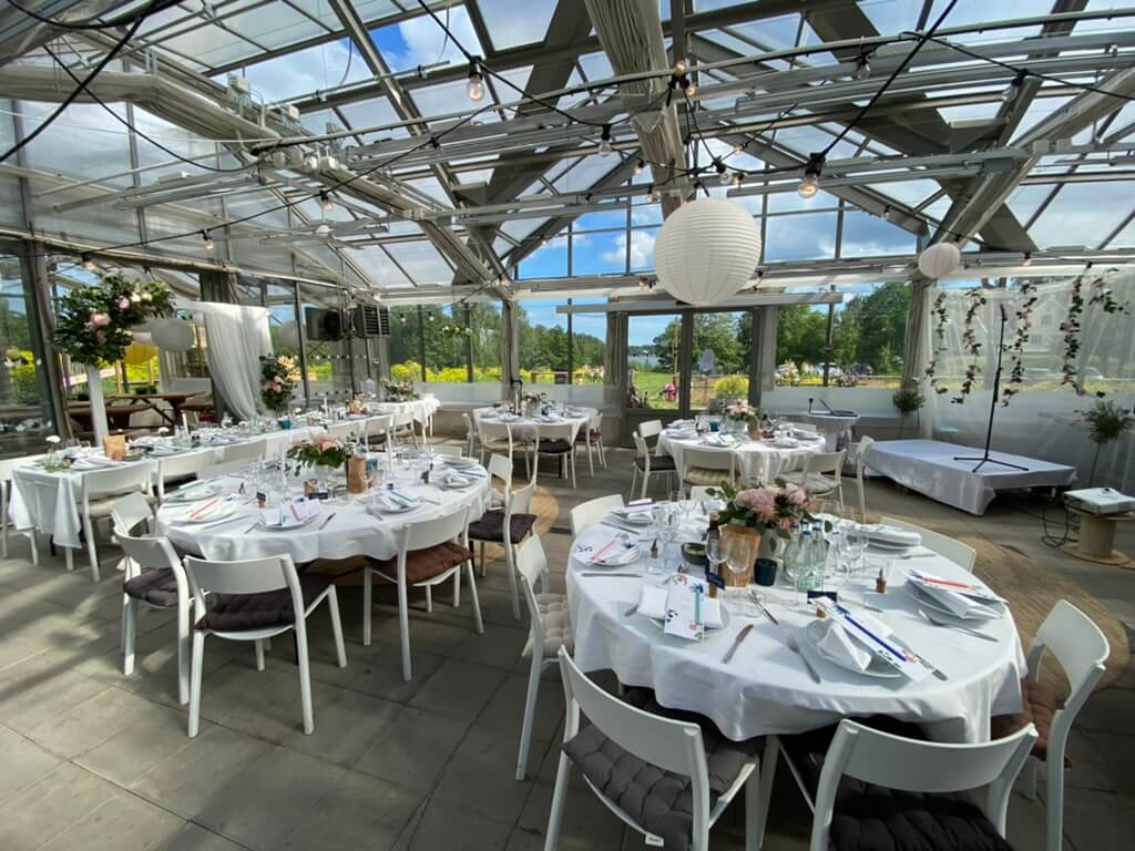 Växthuset är en fin bröllopslokal med utsikt över omgivande grönområden